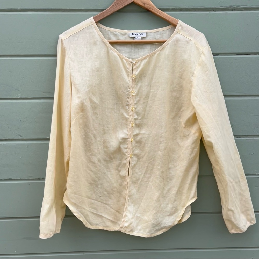 VTG 10 Tyler Boe 100% linen delicate butter yellow top
